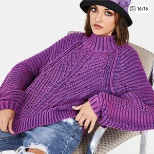 Free People Glowing Orchid Cowl Neck Sweater